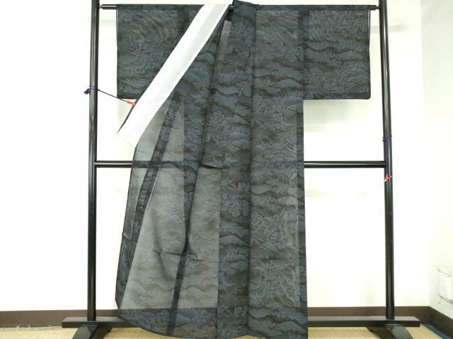 平和屋着物＊夏物　大島紬　夏大島　風景文　正絹　逸品　DABH0311op