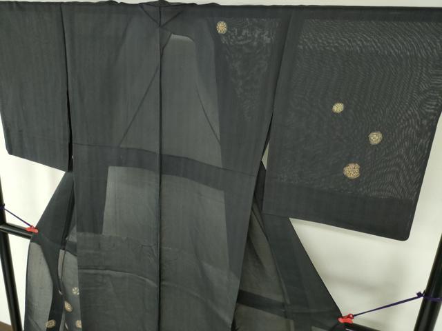 平和屋着物＊夏物　紗紬　訪問着　花丸文　黒地　金彩　正絹　逸品　DABH0312op