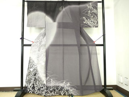平和屋着物＊夏物　訪問着　紗　雪輪花文　暈し染め　金彩　正絹　逸品　DABH0313op