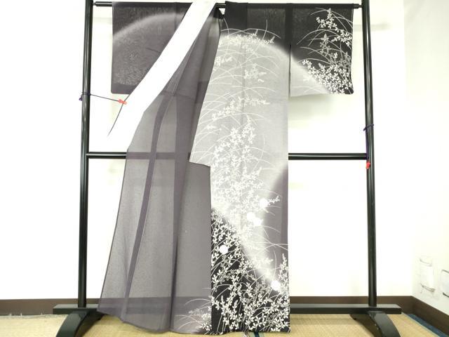 平和屋着物＊夏物　訪問着　紗　雪輪花文　暈し染め　金彩　正絹　逸品　DABH0313op