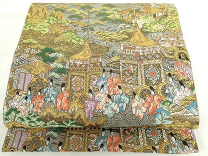 平和屋本店▼西陣　廣部商事謹製　全通全景柄袋帯　唐織　京洛祇園祭　還幸絵巻　弐拾四金箔使用　上代68万　正絹　逸品　DABH0318op