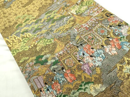 平和屋本店▼西陣　廣部商事謹製　全通全景柄袋帯　唐織　京洛祇園祭　還幸絵巻　弐拾四金箔使用　上代68万　正絹　逸品　DABH0318op