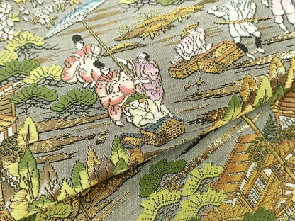 平和屋本店▼西陣　廣部商事謹製　全通全景柄袋帯　唐織　京洛祇園祭　還幸絵巻　弐拾四金箔使用　上代68万　正絹　逸品　DABH0318op