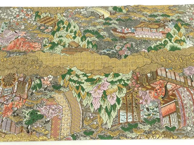 平和屋本店▼西陣　廣部商事謹製　全通全景柄袋帯　唐織　京洛祇園祭　還幸絵巻　弐拾四金箔使用　上代68万　正絹　逸品　DABH0318op