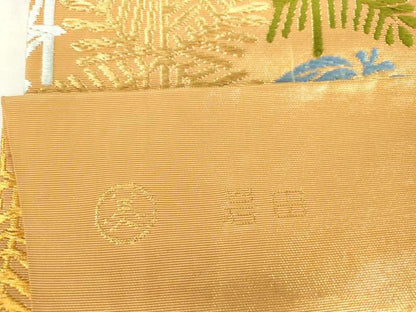 平和屋本店▼全通柄袋帯　草花　本金唐織　正絹　逸品　DABH0321op