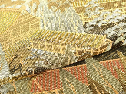 平和屋本店▼六通柄袋帯　竜安寺　本金箔二重引箔　正絹　逸品　DABH0323op