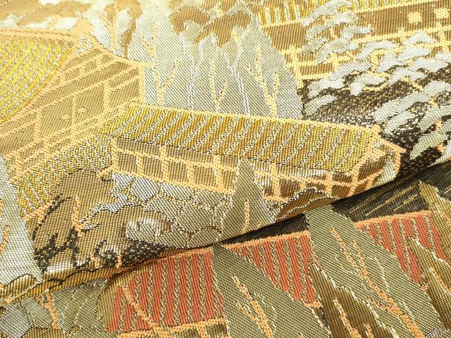 平和屋本店▼六通柄袋帯　竜安寺　本金箔二重引箔　正絹　逸品　DABH0323op