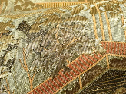 平和屋本店▼六通柄袋帯　竜安寺　本金箔二重引箔　正絹　逸品　DABH0323op