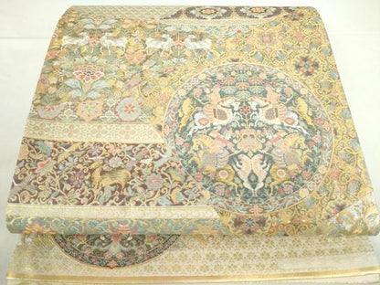 平和屋本店▼六通柄袋帯　鳥獣花文　本金箔　正絹　逸品　DABH0326op
