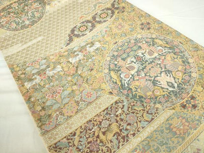 平和屋本店▼六通柄袋帯　鳥獣花文　本金箔　正絹　逸品　DABH0326op