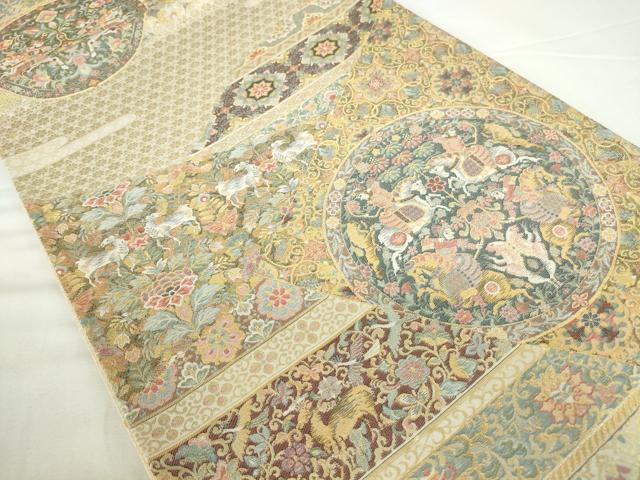 平和屋本店▼六通柄袋帯　鳥獣花文　本金箔　正絹　逸品　DABH0326op