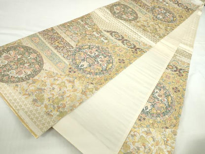 平和屋本店▼六通柄袋帯　鳥獣花文　本金箔　正絹　逸品　DABH0326op