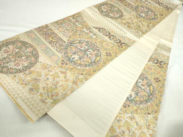 平和屋本店▼六通柄袋帯　鳥獣花文　本金箔　正絹　逸品　DABH0326op