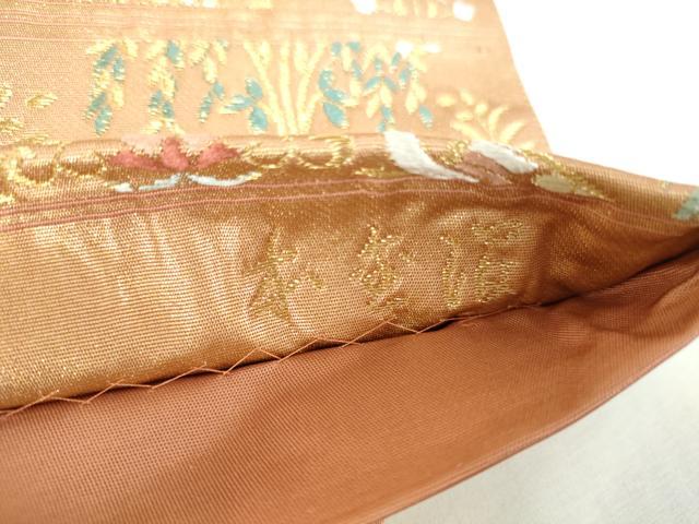平和屋本店▼六通柄袋帯　唐織　裂取蜀江華文　本金箔　正絹　逸品　DABH0327op