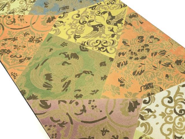 平和屋本店▼六通柄袋帯　向かい鳥更紗花文　純金箔錦　正絹　逸品　DABH0328op