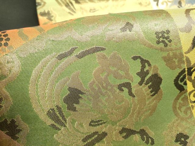 平和屋本店▼六通柄袋帯　向かい鳥更紗花文　純金箔錦　正絹　逸品　DABH0328op