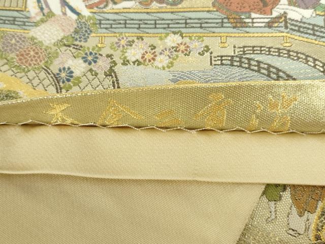 平和屋本店▼六通柄袋帯　御所車人物花文　本金二重箔　正絹　逸品　DABH0329op