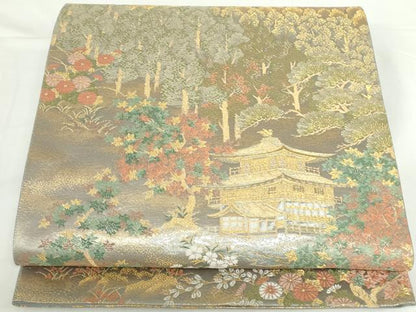 平和屋本店▼六通柄袋帯　樹林風景文　九百錦　本金貮重箔　正絹　逸品　DABH0330op