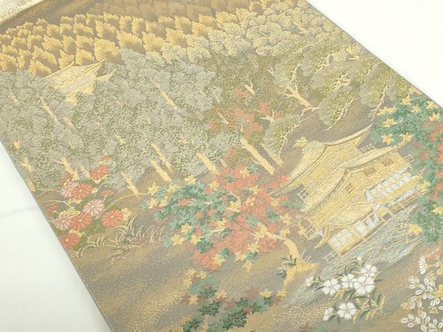 平和屋本店▼六通柄袋帯　樹林風景文　九百錦　本金貮重箔　正絹　逸品　DABH0330op