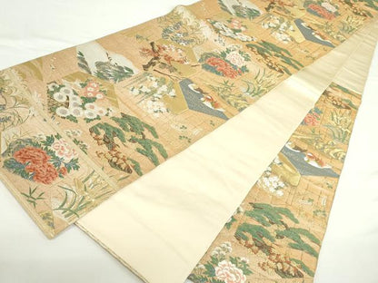 平和屋本店▼西陣　服部織物謹製　六通柄袋帯　唐織　桃山錦文様　本金箔　正絹　逸品　DABH0333op