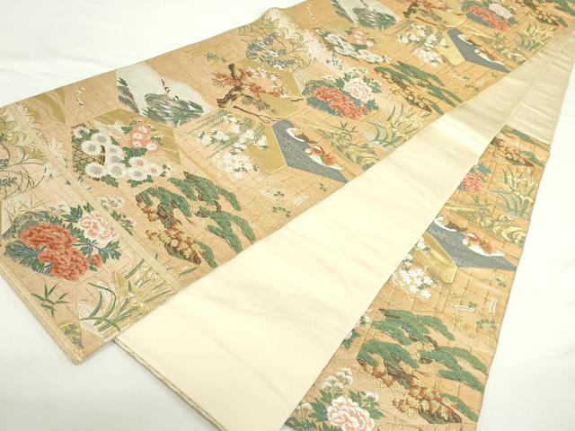 平和屋本店▼西陣　服部織物謹製　六通柄袋帯　唐織　桃山錦文様　本金箔　正絹　逸品　DABH0333op