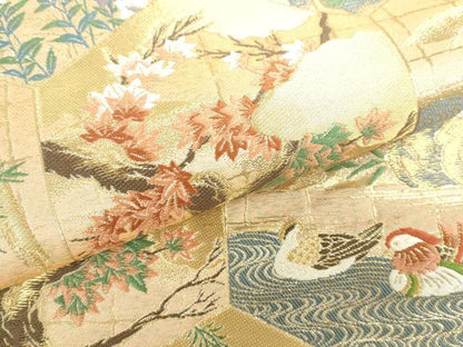 平和屋本店▼西陣　服部織物謹製　六通柄袋帯　唐織　桃山錦文様　本金箔　正絹　逸品　DABH0333op