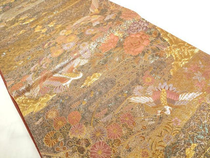 平和屋本店▼六通柄袋帯　華鳥彫箔　本金重ね箔　正絹　逸品　DABH0337op