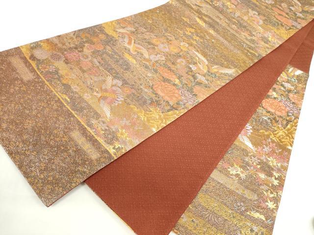 平和屋本店▼六通柄袋帯　華鳥彫箔　本金重ね箔　正絹　逸品　DABH0337op