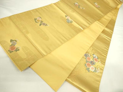 平和屋着物▼太鼓柄袋帯　花車　塗金引箔　正絹　逸品　DABH0347op