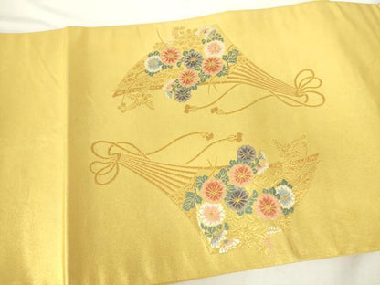平和屋着物▼太鼓柄袋帯　花車　塗金引箔　正絹　逸品　DABH0347op