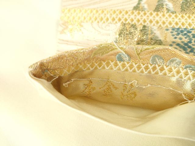 平和屋本店▼六通柄袋帯　唐織　京名所金閣　本金箔　正絹　逸品　DABH0351op