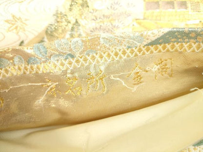平和屋本店▼六通柄袋帯　唐織　京名所金閣　本金箔　正絹　逸品　DABH0351op