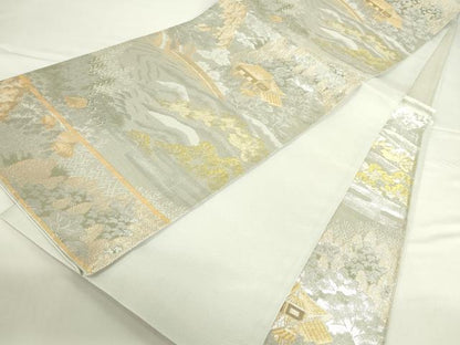 平和屋本店▼六通柄袋帯　古都の四季　弐拾四金九百錦　正絹　逸品　DABH0352op