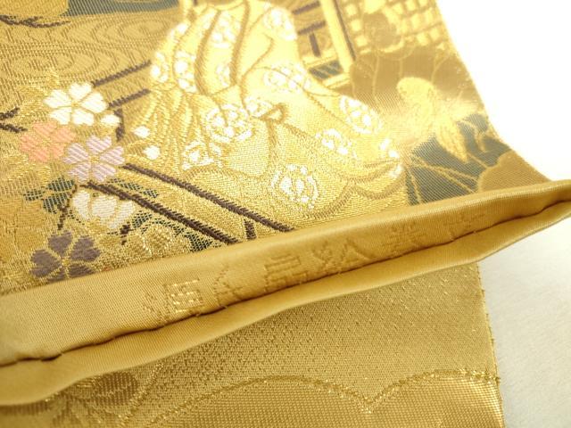 平和屋本店▼六通柄袋帯　源氏扇絵巻文　純金二重箔　正絹　逸品　DABH0355op