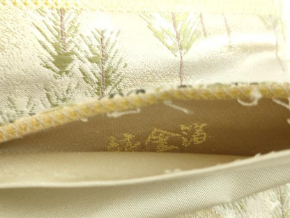 平和屋本店▼六通柄袋帯　唐織　花鳥清董文　純金箔　正絹　逸品　DABH0358op