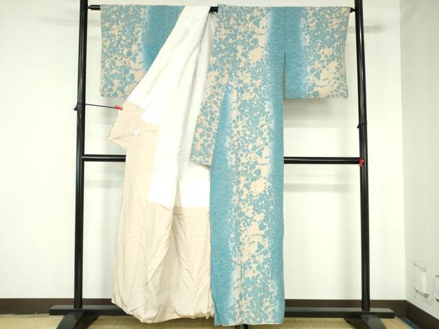 平和屋着物●日展作家　山本唯与志　レリーフ染　小紋　蔦の葉文　暈し染め　正絹　逸品　DABH0362op