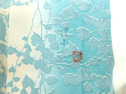 平和屋着物●日展作家　山本唯与志　レリーフ染　小紋　蔦の葉文　暈し染め　正絹　逸品　DABH0362op