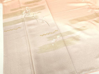 平和屋着物●訪問着　総刺繍　草花　暈し染め　金彩　やまと誂製　正絹　逸品　DABH0365op
