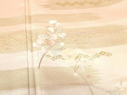 平和屋着物●訪問着　総刺繍　草花　暈し染め　金彩　やまと誂製　正絹　逸品　DABH0365op