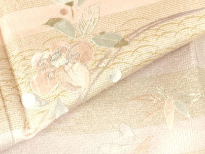 平和屋着物●訪問着　総刺繍　草花　暈し染め　金彩　やまと誂製　正絹　逸品　DABH0365op