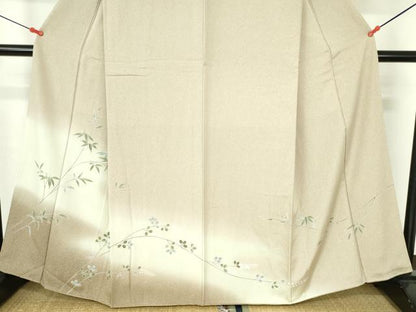 平和屋着物●訪問着　友禅　枝葉文　暈し染め　正絹　逸品　DABH0373op