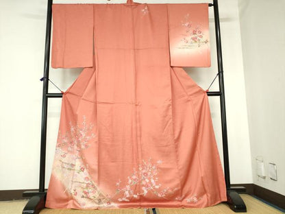 平和屋着物●訪問着　籬花文　暈し染め　金彩　ロング丈　正絹　逸品　DABH0374op