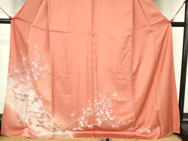 平和屋着物●訪問着　籬花文　暈し染め　金彩　ロング丈　正絹　逸品　DABH0374op