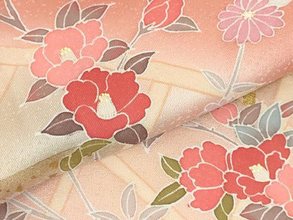 平和屋着物●訪問着　籬花文　暈し染め　金彩　ロング丈　正絹　逸品　DABH0374op