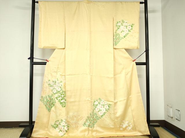 平和屋着物●訪問着　刺繍　草花　金彩　正絹　逸品　DABH0380op