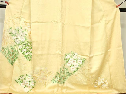 平和屋着物●訪問着　刺繍　草花　金彩　正絹　逸品　DABH0380op