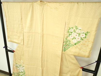 平和屋着物●訪問着　刺繍　草花　金彩　正絹　逸品　DABH0380op
