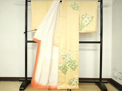 平和屋着物●訪問着　刺繍　草花　金彩　正絹　逸品　DABH0380op