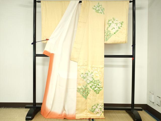 平和屋着物●訪問着　刺繍　草花　金彩　正絹　逸品　DABH0380op