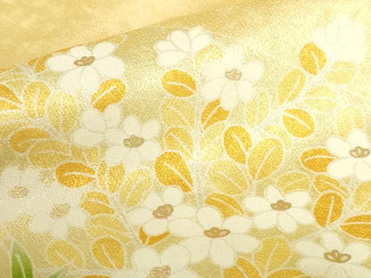 平和屋着物●訪問着　刺繍　草花　金彩　正絹　逸品　DABH0380op